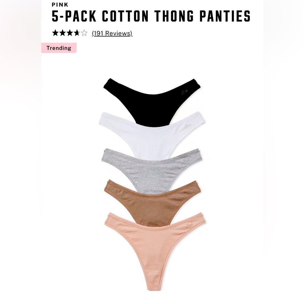 VICTORIA SECRET 5 Pack cotton thong underwear